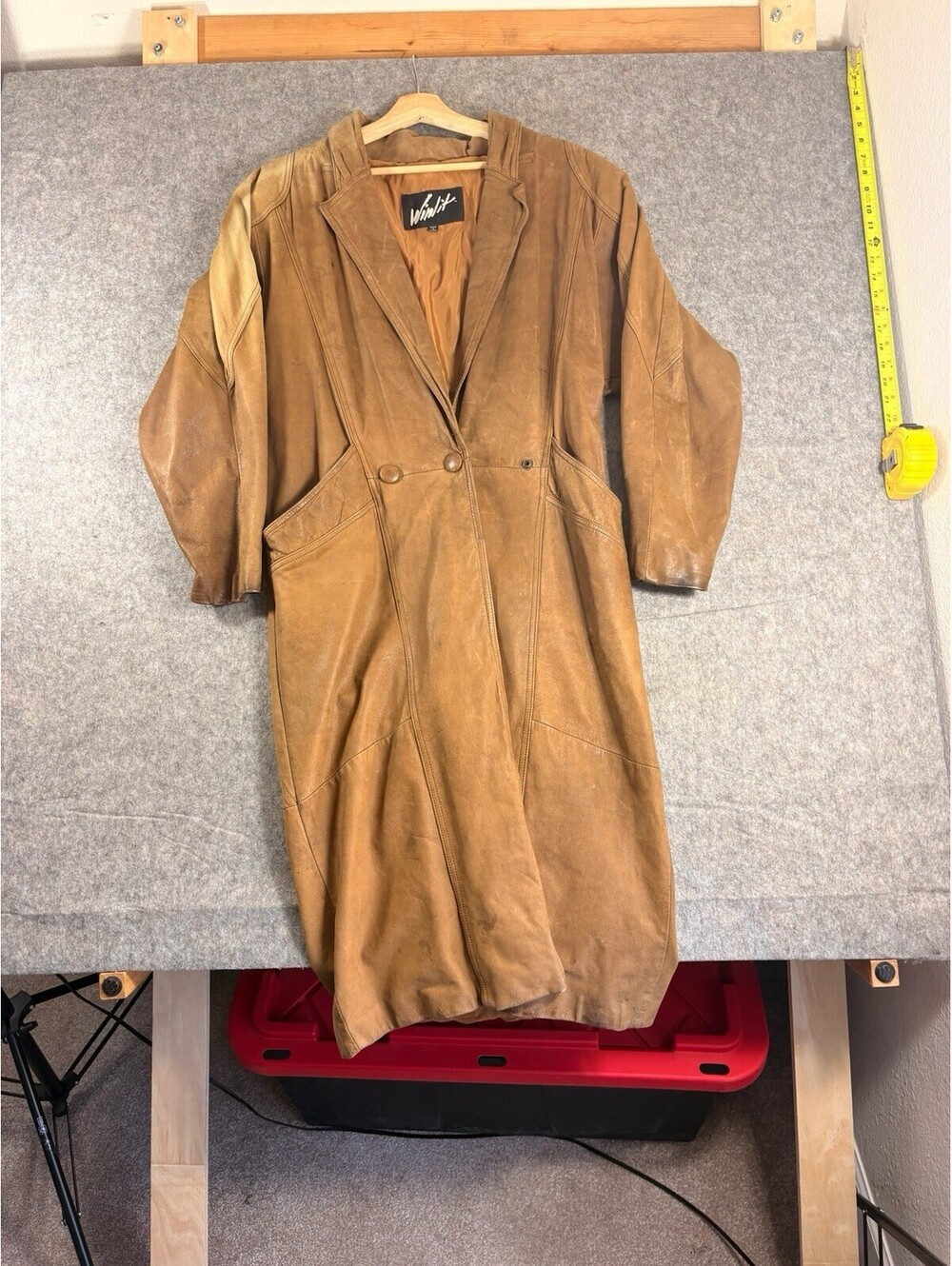 Vintage Leather Winlit Long Coat Brown Size Large